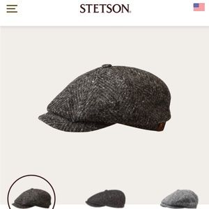 Stetson Hatteras Newsboy Herringbone Wool Hat NWT